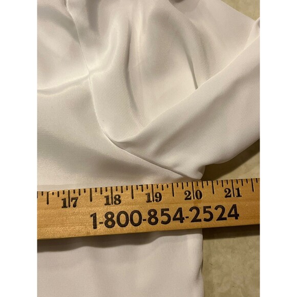 Vintage 90s Blouse Career Shoulder Pads Button Up LS Sz 8 USA Light Academia - Picture 10 of 12